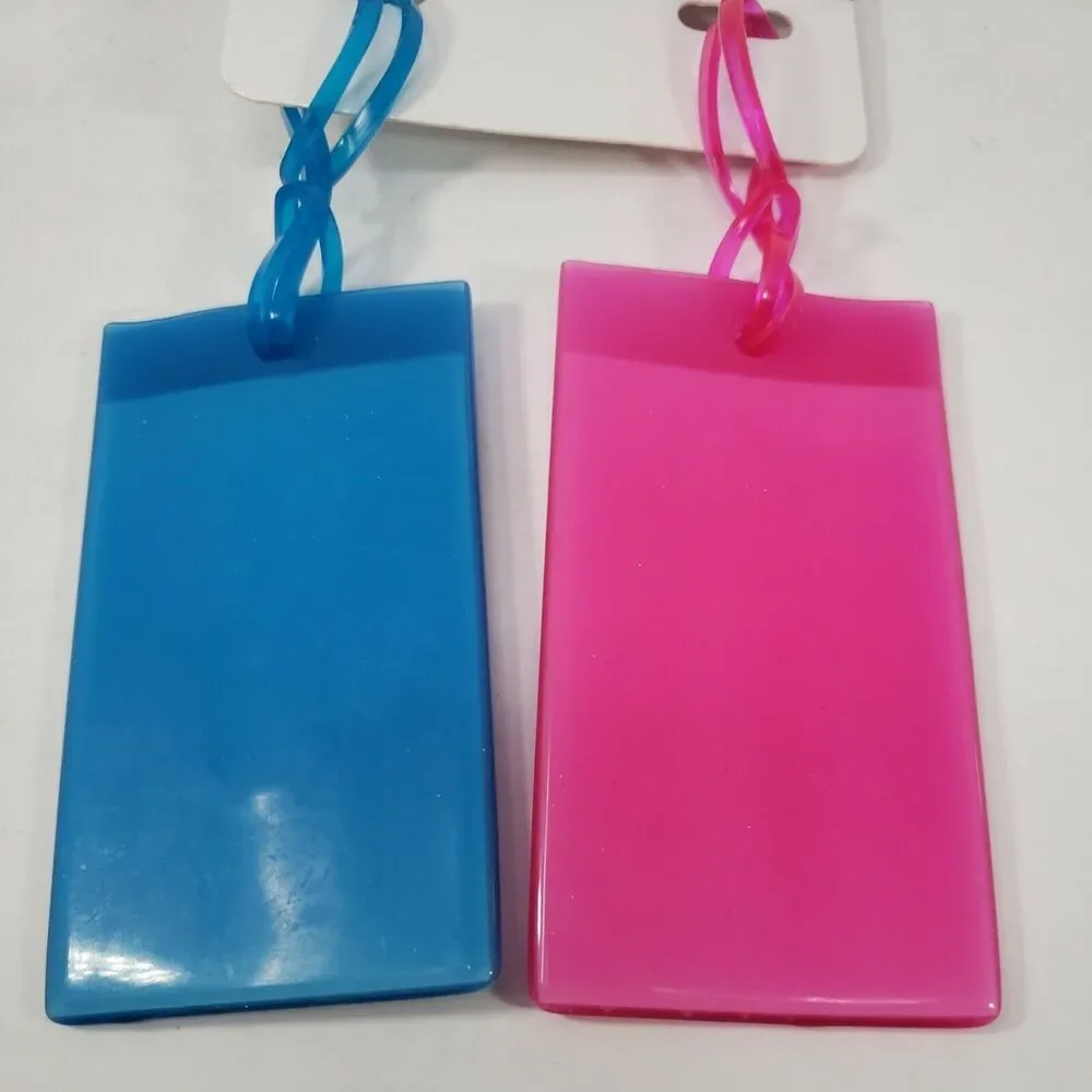 Luggage Tags American Tourister Pink and Blue Jelly with ID Cards Set of 2 NEW